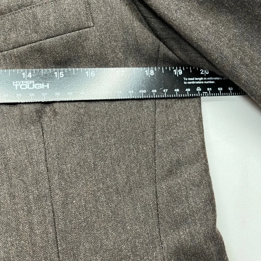 Vintage Chaps Ralph Lauren Mens Virgin Wool Blazer Brown Herringbone Made USA